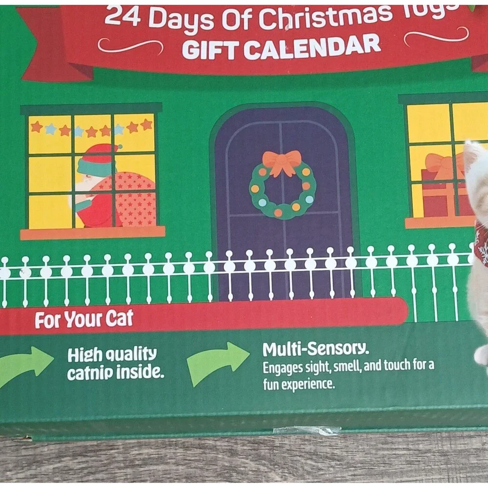 Poppin Paws Holiday 24 Days Of Christmas Toys Gift Calendar For Cats With Catnip